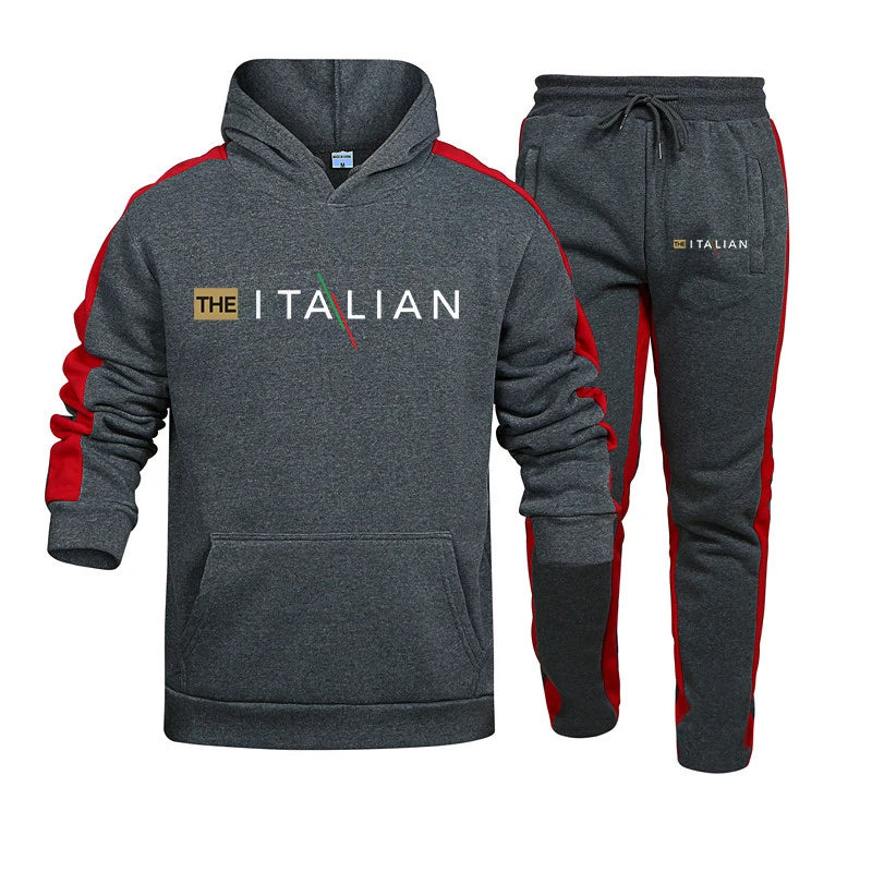 2025 Mens Tracksuit Print Casual Hooded Sweatshirt Sweatpants Set Outdoors Sports Jogging Mens Clothing FitnessStreet Sportswear