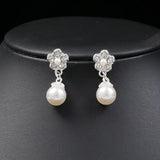 Personality flower Pearl Wedding Necklace Earring