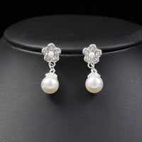 Personality flower Pearl Wedding Necklace Earring