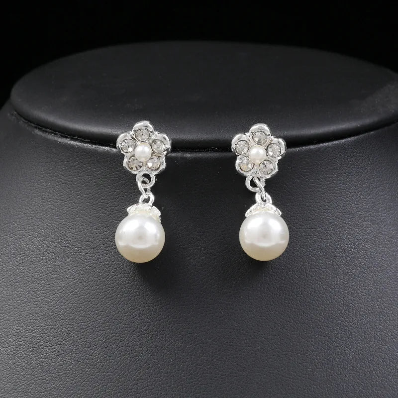 Personality flower Pearl Wedding Necklace Earring