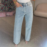 High Waist Straight Diamonds Pants