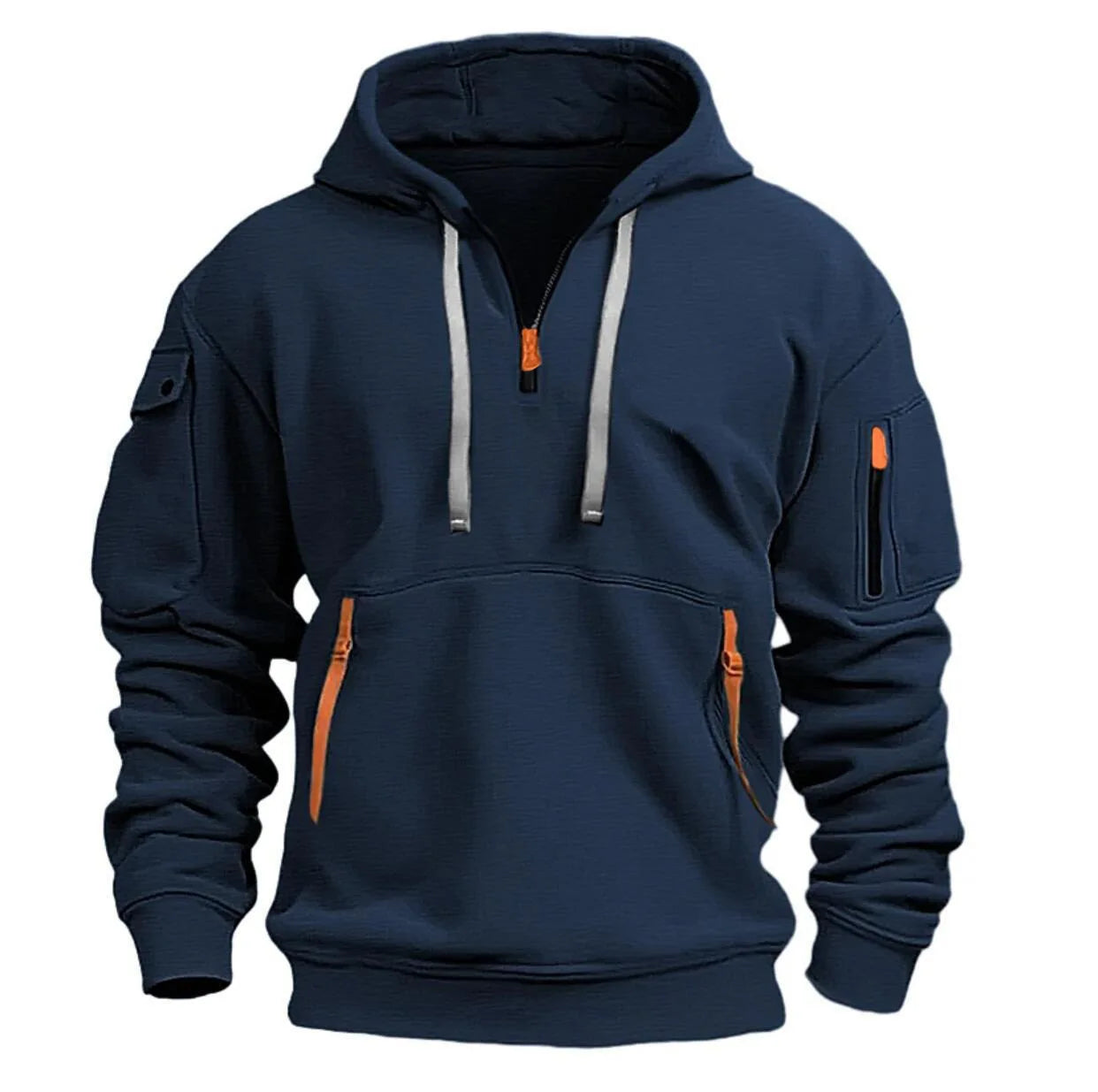 Multi Pocket Zipper Fleece Hoodie