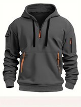 Multi Pocket Zipper Fleece Hoodie