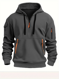Multi Pocket Zipper Fleece Hoodie