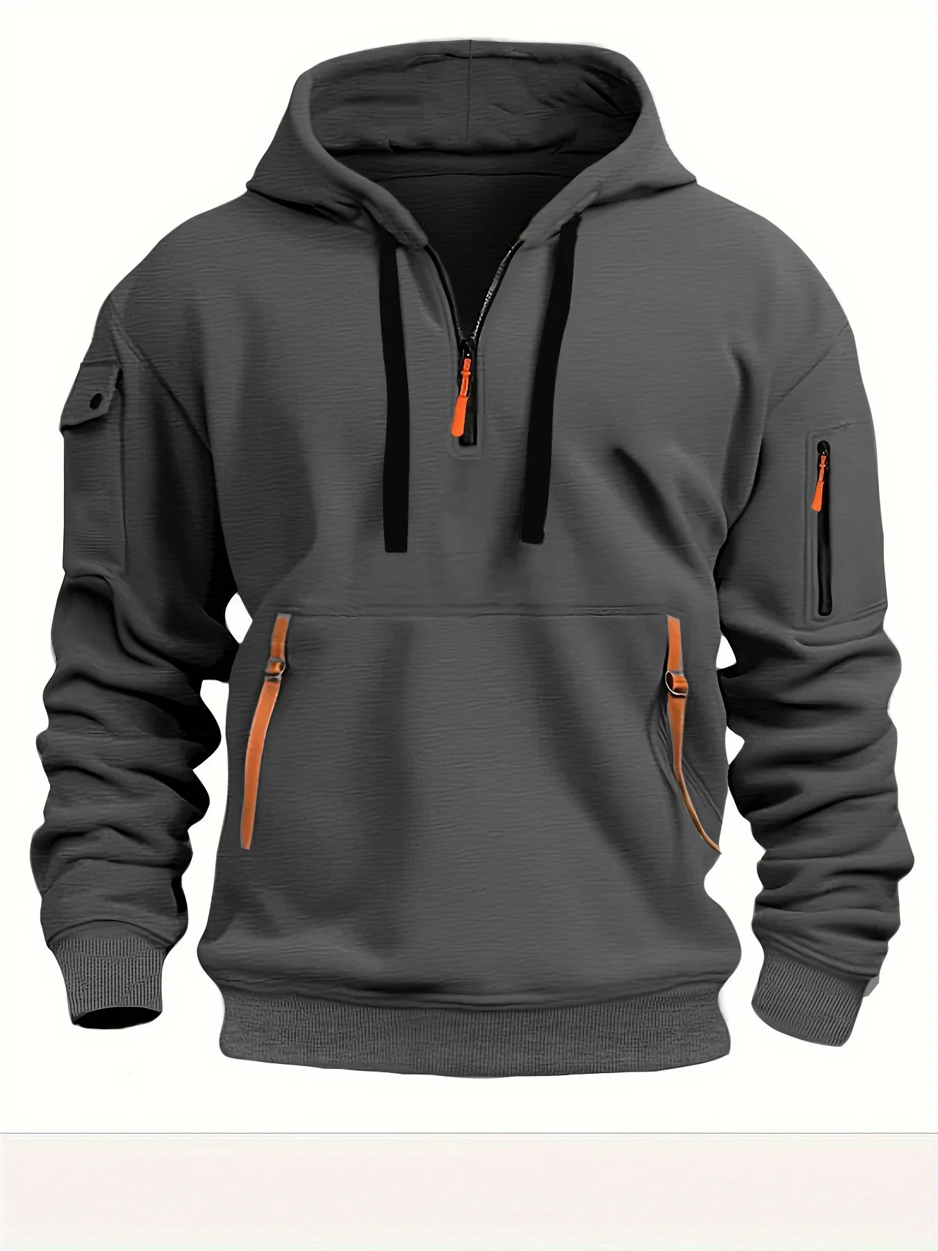Multi Pocket Zipper Fleece Hoodie