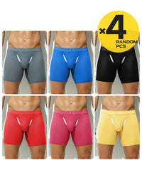 2pcs/3pcs/4pcs Long Leg Boxer Shorts for Men in Breathable Mesh Fabric Sport Underwear Randomly