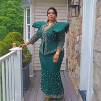 African women's elegant dress Mesh fabric