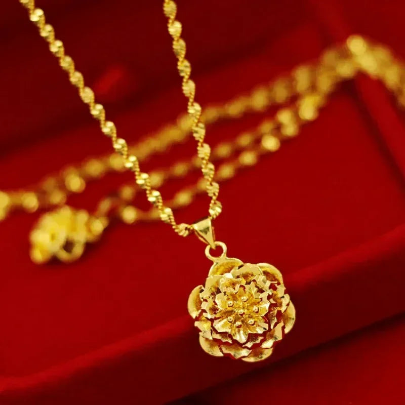 24K REAL gold necklace women's real gold