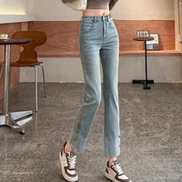 High Waist Fitted Vintage Chic Denim Pants