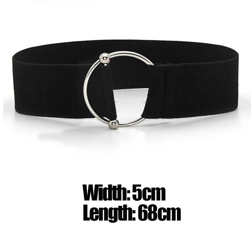Belts for Women Simple Waist Elastic Ladies Band Round Buckle Decoration Coat Sweater Fashion Dress Waistband