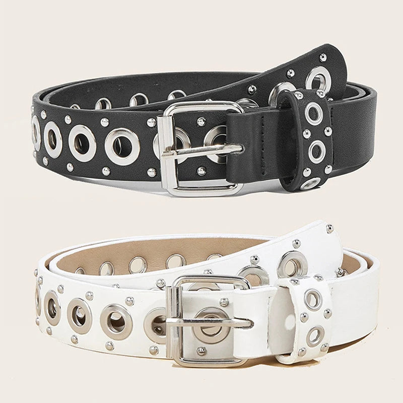 Women's Belt Fashionable Rivet Thin Belt Personalized Needle Buckle Belt Street Trend Punk HipHop Style Belt