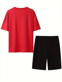 Short Sleeve T-Shirt with Running Athletic Shorts