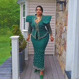 African women's elegant dress Mesh fabric