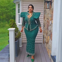 African women's elegant dress Mesh fabric