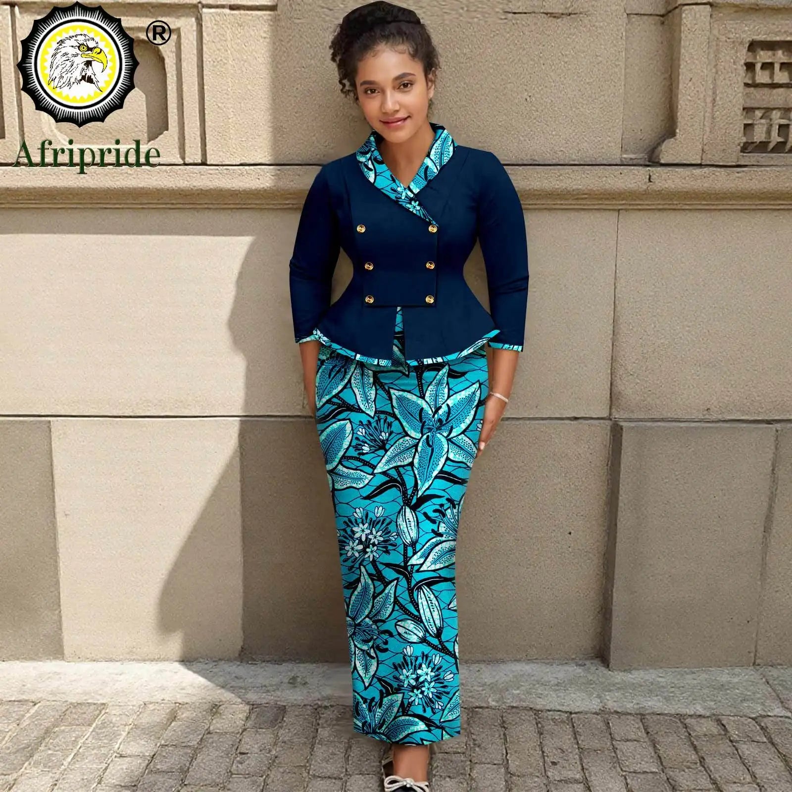 African Clothes for Women Double Breasted Blazer and High Waist Print Skirts 2 Piece Set Outfits Elegant Dashiki Outfits 2526070