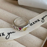 925 Sterling Silver Simple Colorful Heart Stone RingsFor Women Geometric Fashion Smiple Open Handmade Allergy Party Jewelry Gift