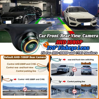 Car Camera AHD 1080P/CCD 360 Degree Rotating Fisheye Front/Side/Rear View Backup Camera for Car, Pickup, Truck, SUV, Van