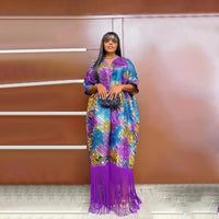 2025 African Dresses for Women Tassels African Fashion Boubou Dashiki Ankara Outfits Evening Gown Abayas Printing Kaftan Robe