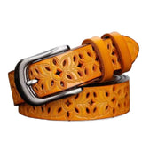 Leather Belts for Woman Belt Vintage Pin Buckle Strap Jeans Hollow Belt