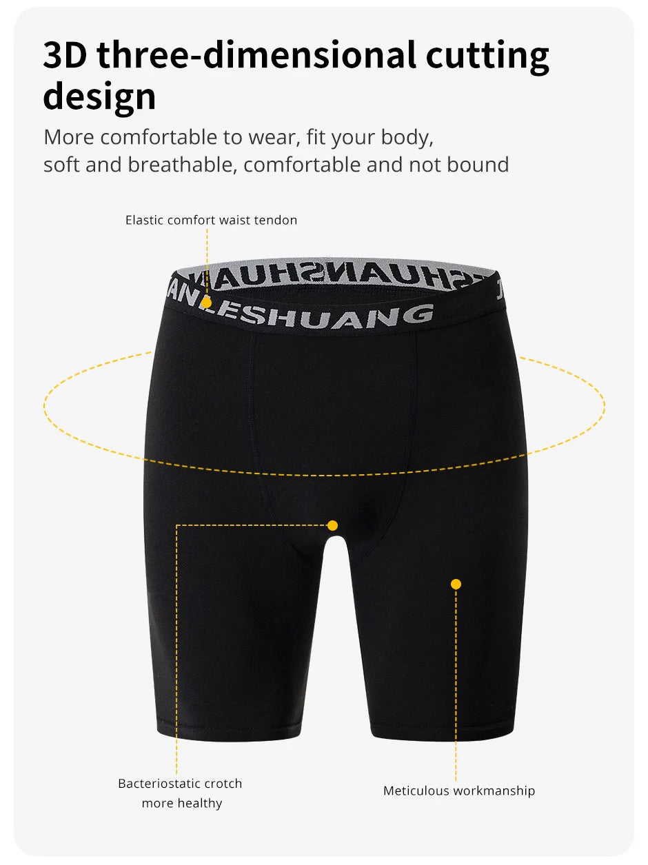5/10 Piece Set Of Men's Solid Color Classic Long Underwear Quick Drying Youth Sports Comfortable Elastic Casual Boxer Shorts