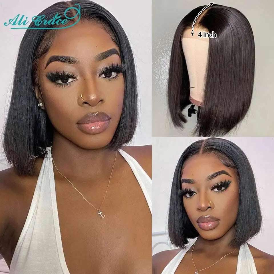 4x4 Lace Short Bob Grace Hair Straight Wig