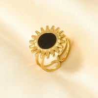 Elegant Ring Enamel Stainless Steel Rings For Women Men Accessories Flower Plant Jewelry Real Gold