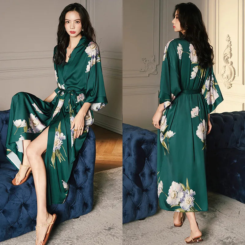 Summer Ice Silk Pajamas Bathrobes