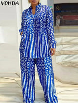 Women Plus Size Long Sleeve Polka Dot Suits