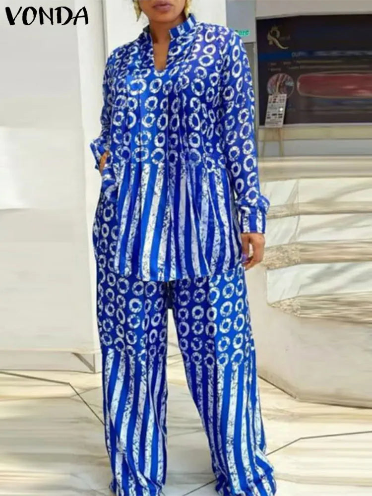 Women Plus Size Long Sleeve Polka Dot Suits