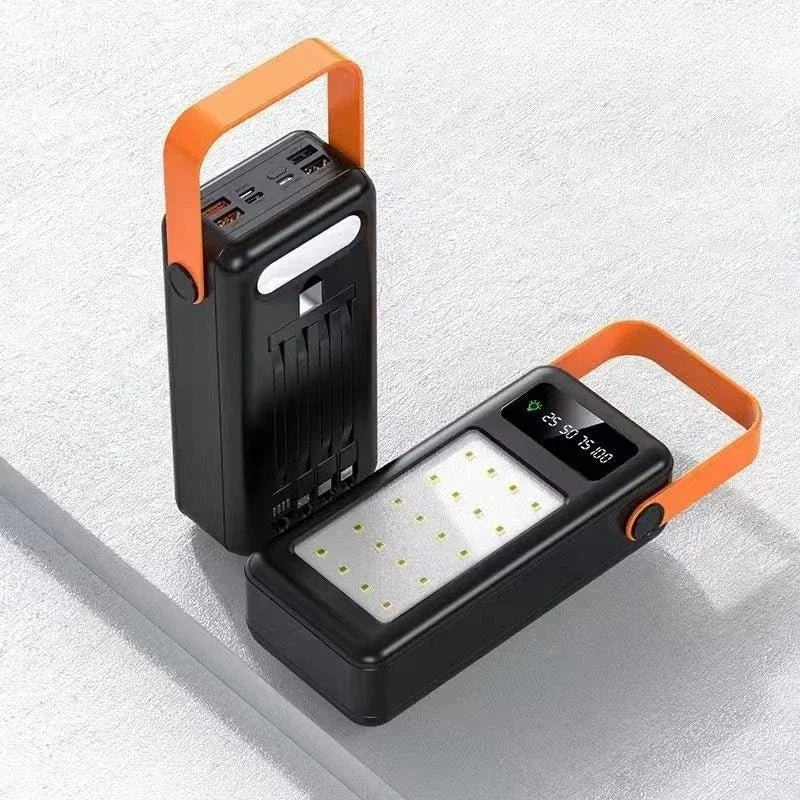 100000mAh Power Bank Large Capacity Built in 4 Cables Detachable Fast Charging Portable External Battery Powerbank for Xiaomi