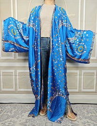 African Dresses For Women Plus Size Muslim Summer Silk Loose Cardigans Traditional Ramadan Long Duster Coat For Party