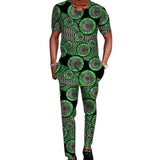 African Tribal Culture Men's Outfits Short Sleeve Set Shirts Patch Trousers African Print Male Pant Suits Party Wear Customized