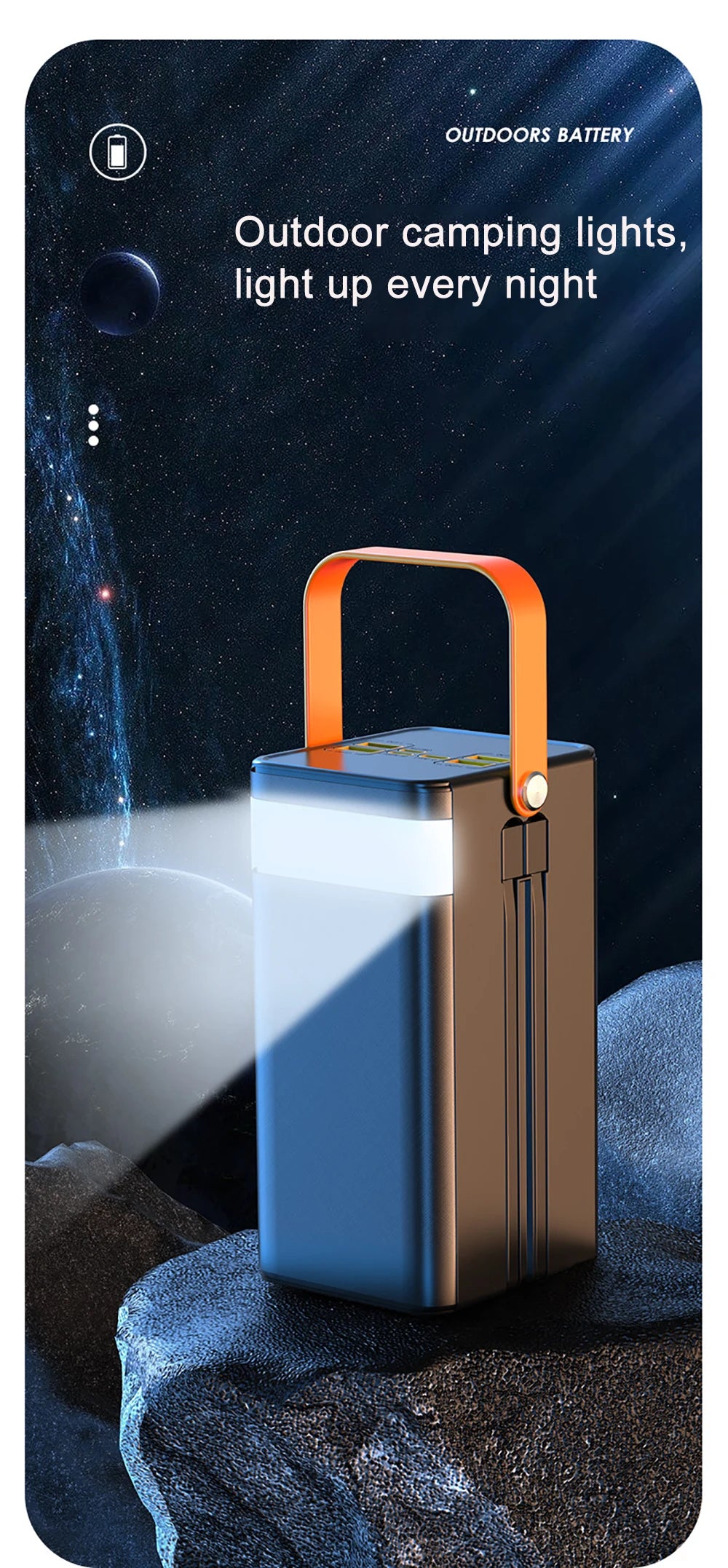 30000mAh 60000mAh Portable Power Bank 120W Fast Charging Power Station Emergency Power Bank LED Charger for Home Camping Phone