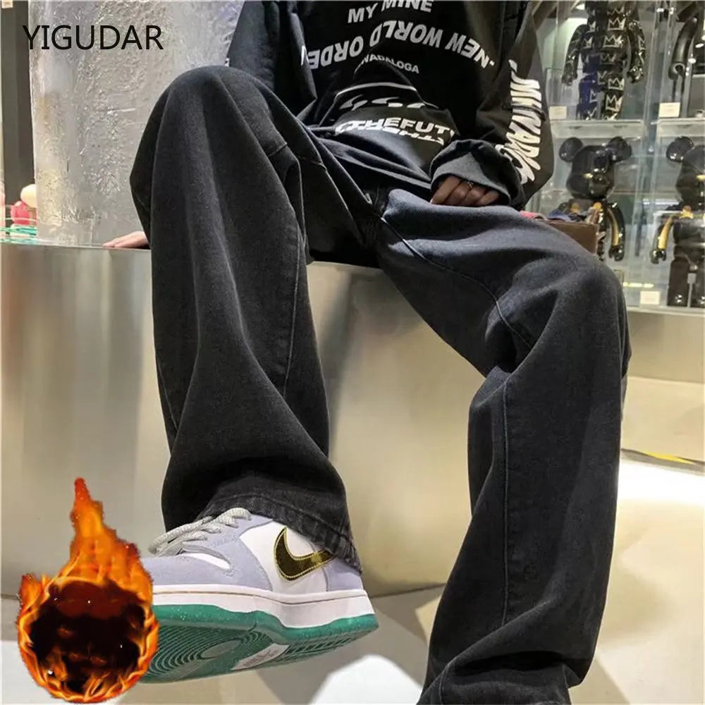 Thick Fleece Cross Waist Wide Leg Pants