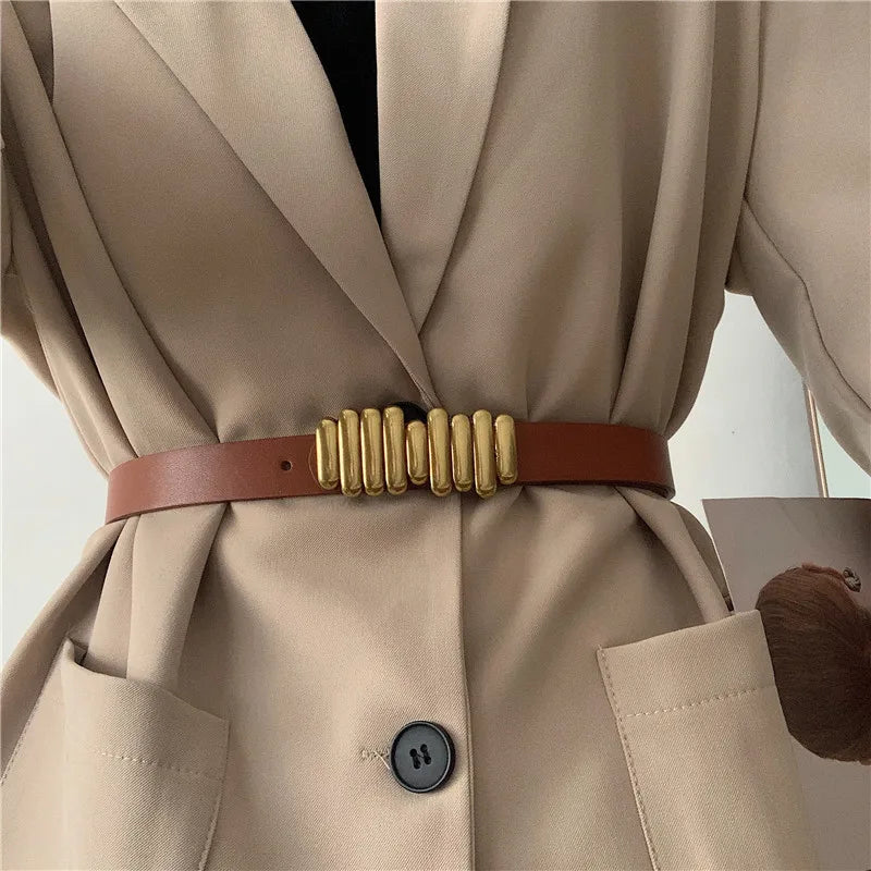 Fashion Female Elastic Belt Thin Waist Strap Circle Belt for Women Skirt Coat Sweater Leather Ladies Band Decoration Accessories