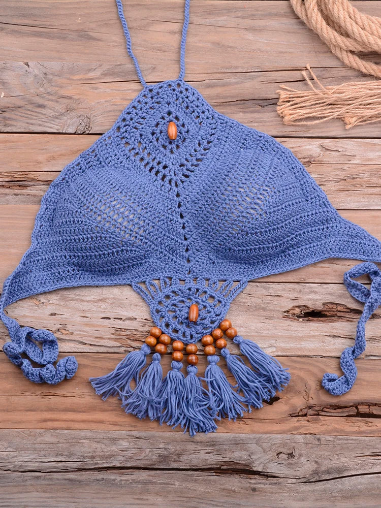 Crochet Bohemia Style Off Shoulder Bikini