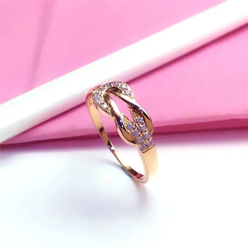 14K Rose Gold Inlaid Gemstone Rings For Women