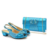 Fashion Italian Shoe and Bag Set with Rhinestone