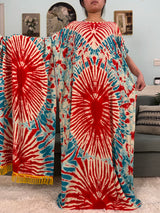 African Dresses For Women 2025 Floral Cotton Loose Femme Robe O-neck Muslim Islam Abaya Sets With 160x80cm Shawl Hijabs Scarf