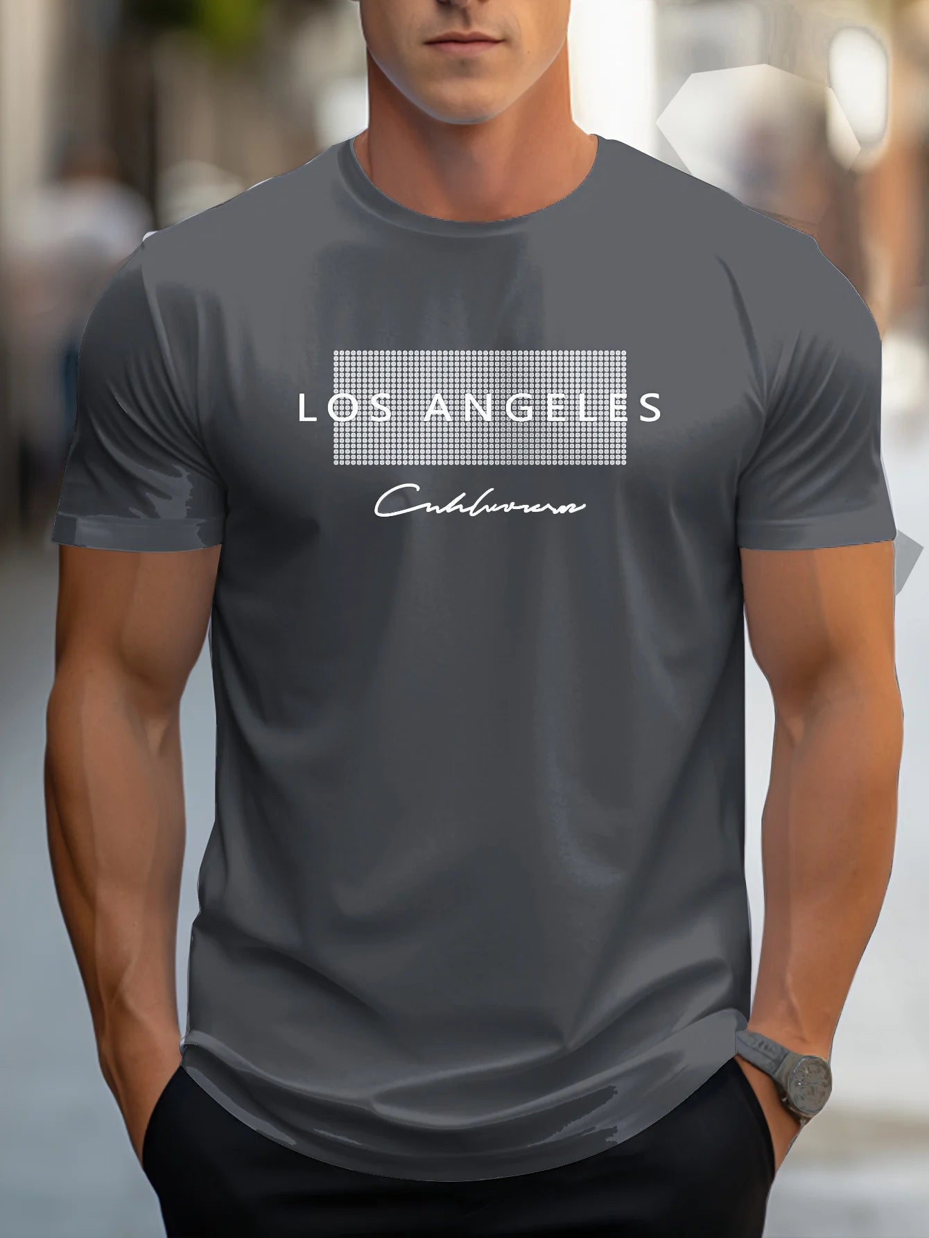 Los Angeles Graphic Printed Slim Fit Casual T-Shirt