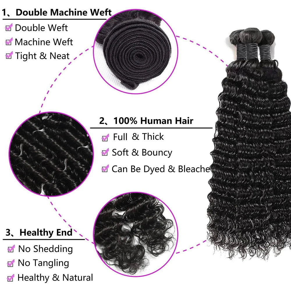 100% Natural Deep Curly Remy Peruvian Hair Bundles