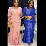African Dresses for Women Plus Size Africa Clothes Dashiki Ankara Wedding Outfit Gown Elegant Evening Party Long Maxi Dress 2PCS