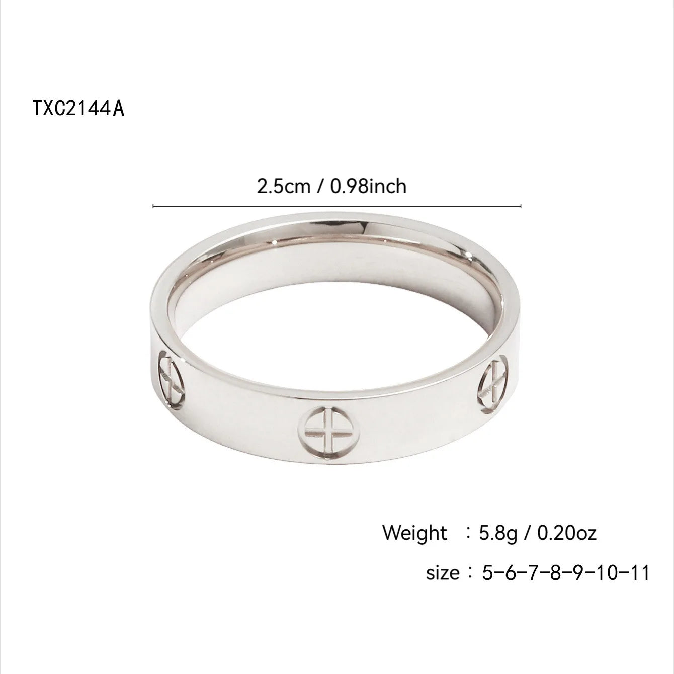 18K Gold, Great Wall Pattern, Four Leaf Flower, Cross Ring For Women