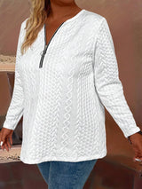 Plus Size Half-Zipper Long Sleeve T-Shirts