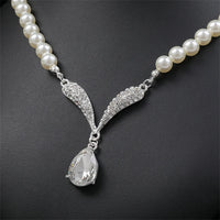 Personality flower Pearl Wedding Necklace Earring