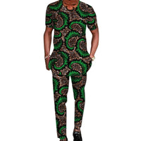 African Tribal Culture Men's Outfits Short Sleeve Set Shirts Patch Trousers African Print Male Pant Suits Party Wear Customized
