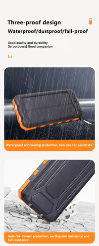 Brand-New 200000mAh Solar Power Bank Portable Large Capacity Charger Compatible with IOS Android USB-A and USB-C Fast Charging
