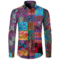 Long Sleeve 3D Printed Retro Ethnic Style Shirt
