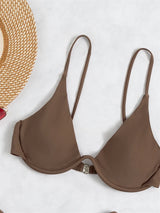 Solid Print Sling Sexy Thong Bikinis Set