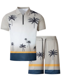 Casual Coconut Print Shorts Two-Piece Suit